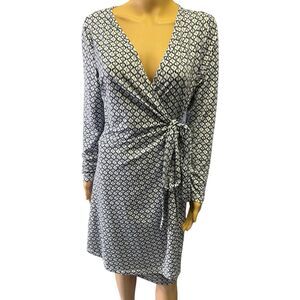 Chiara Forthi Milano Blue White Printed Knee Length Maxi Dress Womens Size Large